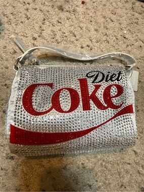 Forever 21 coca-cola Crystal-Embellished Silver Wristlet Bag